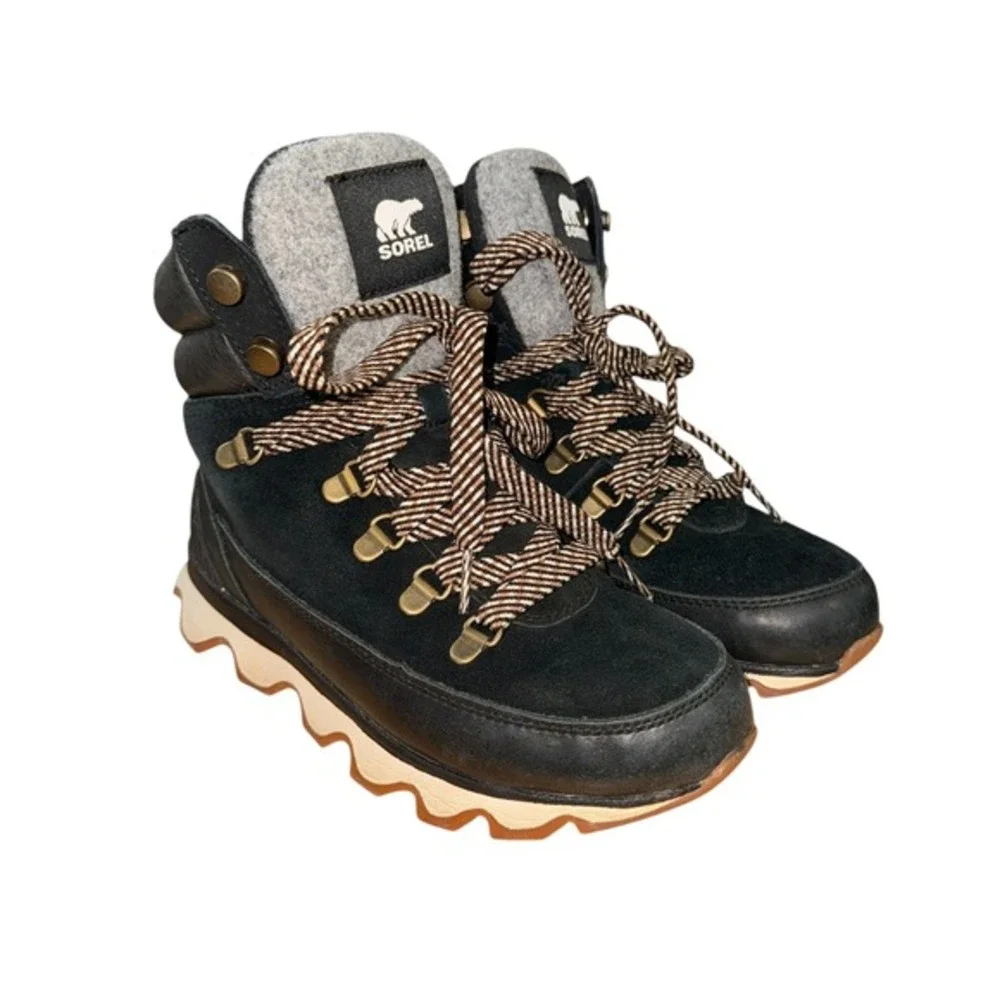 Sorel Kinetic Impact Conquest Womens 6 Pre-Owned Waterproof Winter Boots Black